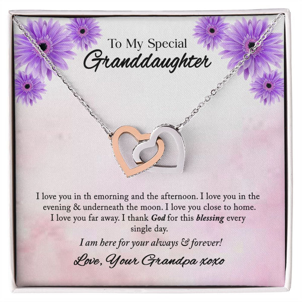 To My Special Granddaughter Interlocking Hearts Necklace Gift From Grandpa