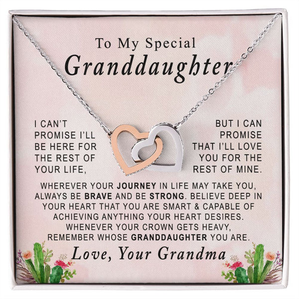 To My Special Granddaughter Interlocking Hearts Necklace Gift From Grandma