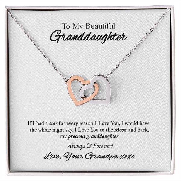 To My Beautiful Granddaughter Interlocking Hearts Necklace Gift From Grandpa