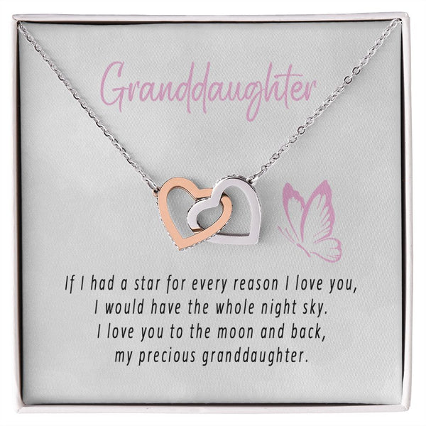 To My Beautiful Granddaughter Interlocking Hearts Necklace Gift From Grandpa or Grandma