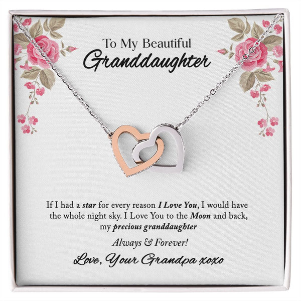 To My Beautiful Granddaughter Interlocking Hearts Necklace Gift From Grandpa