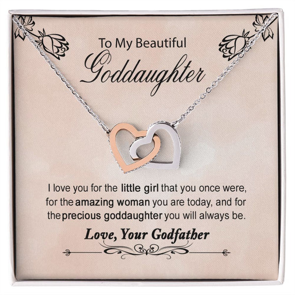 To My Beautiful Goddaughter Interlocking Hearts Necklace Gift From Godfather