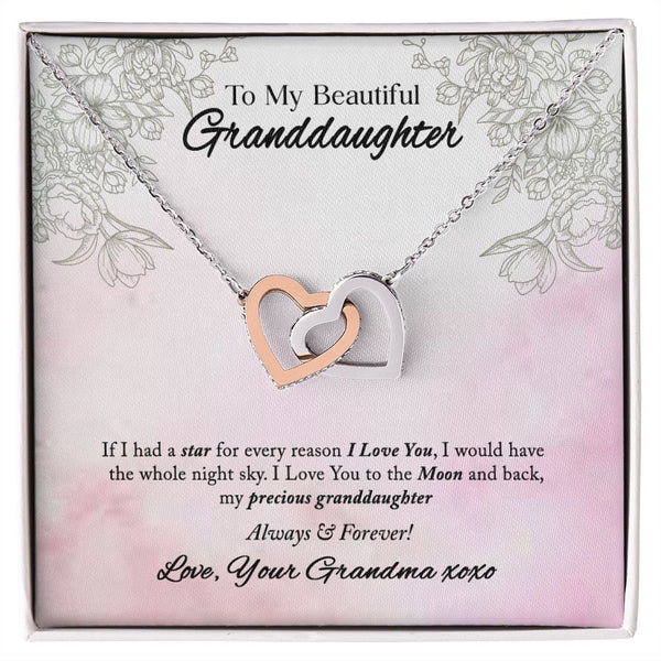 To My Beautiful Granddaughter Interlocking Hearts Necklace Gift From Grandma