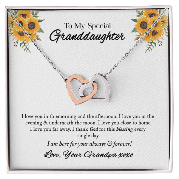 To My Special Granddaughter Interlocking Hearts Necklace Gift From Grandpa