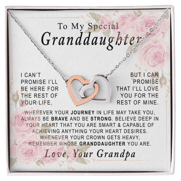 To My Special Granddaughter Interlocking Hearts Necklace Gift From Grandpa