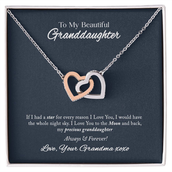 To My Beautiful Granddaughter Interlocking Hearts Necklace Gift From Grandma