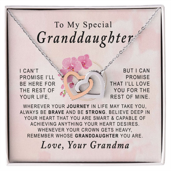 To My Special Granddaughter Interlocking Hearts Necklace Gift From Grandma
