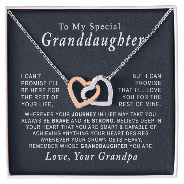 To My Special Granddaughter Interlocking Hearts Necklace Gift From Grandpa