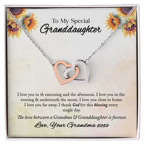 To My Special Granddaughter Interlocking Hearts Necklace Gift From Grandma