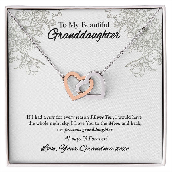 To My Beautiful Granddaughter Interlocking Hearts Necklace Gift From Grandma