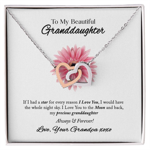 To My Beautiful Granddaughter Interlocking Hearts Necklace Gift From Grandpa