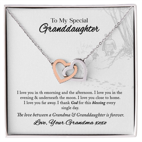 To My Special Granddaughter Interlocking Hearts Necklace Gift From Grandma