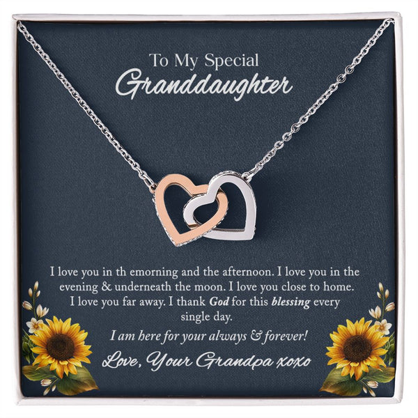 To My Special Granddaughter Interlocking Hearts Necklace Gift From Grandpa