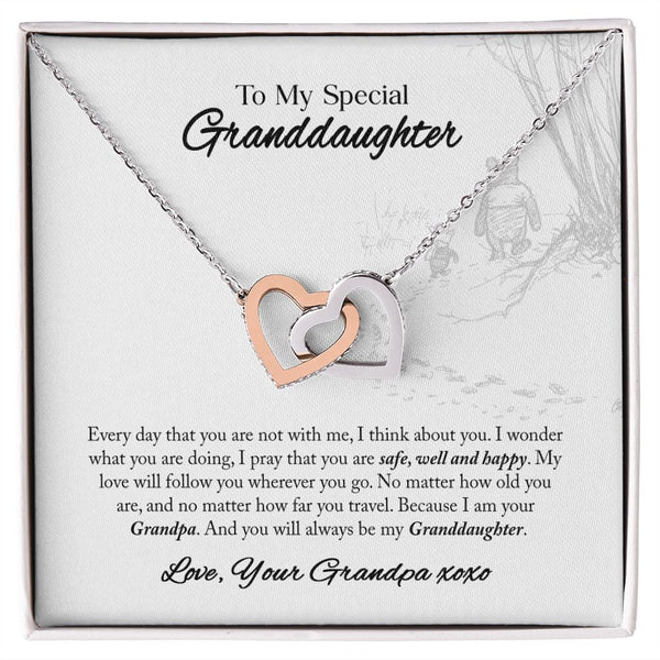 To My Granddaughter Interlocking Hearts Necklace Gift From Grandpa