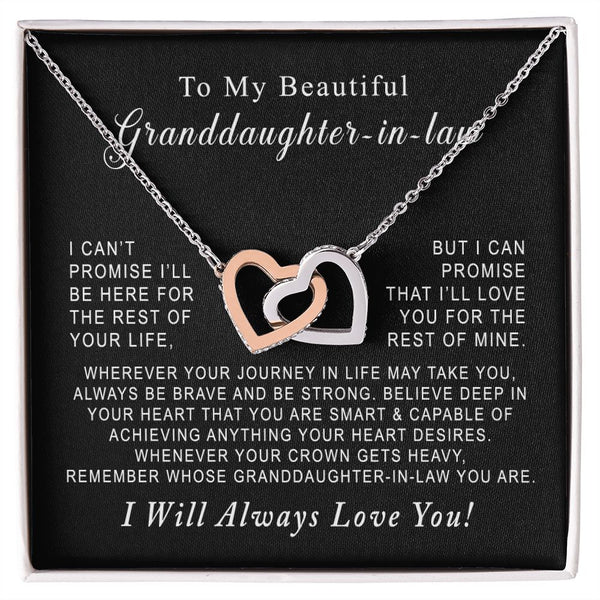 To My Beautiful Granddaughter-in-law Interlocking Hearts Necklace Gift From Grandma or Grandpa In Law