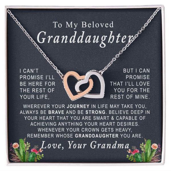 To My Beloved Granddaughter Interlocking Hearts Necklace Gift From Grandma