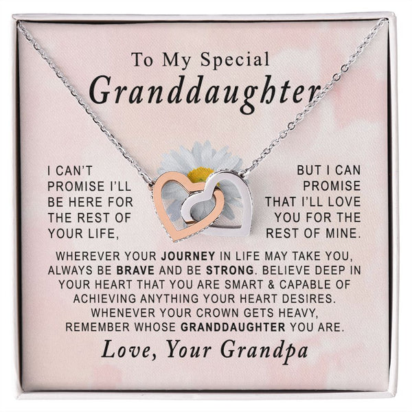 To My Special Granddaughter Interlocking Hearts Necklace Gift From Grandpa