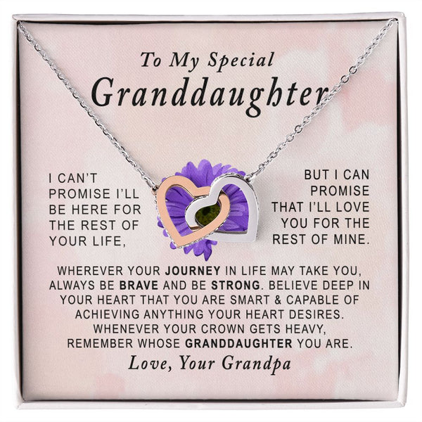 To My Special Granddaughter Interlocking Hearts Necklace Gift From Grandpa