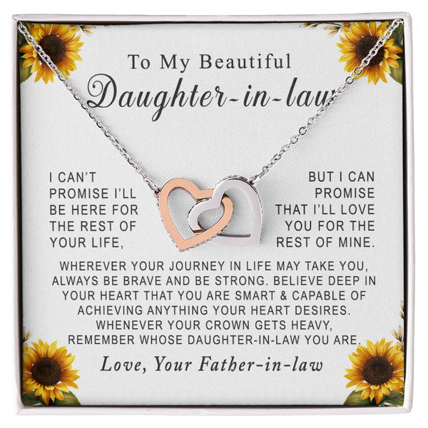 To My Beautiful Daughter-in-law Interlocking Hearts Necklace Gift From Father-in-law