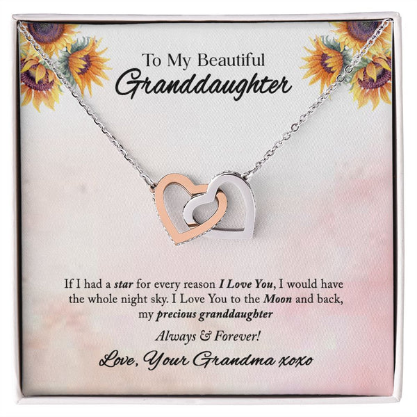 To My Beautiful Granddaughter Interlocking Hearts Necklace Gift From Grandma