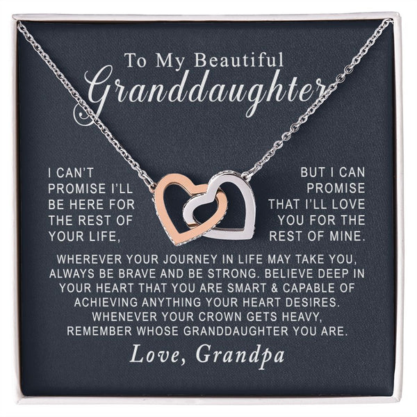 To My Beautiful Granddaughter Interlocking Hearts Necklace Gift Set  From Grandpa