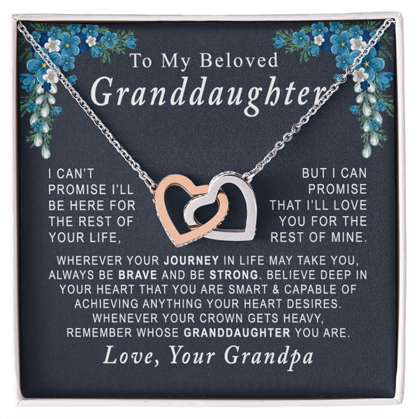To My Beloved Granddaughter Interlocking Hearts Necklace Gift From Grandpa