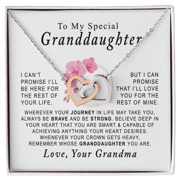 To My Special Granddaughter Interlocking Hearts Necklace Gift From Grandma