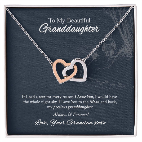 To My Beautiful Granddaughter Interlocking Hearts Necklace Gift From Grandpa