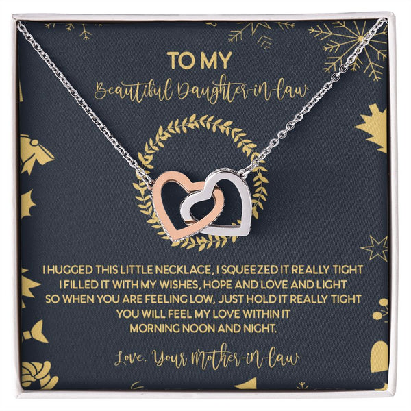 To My Beautiful Daughter-in-law Christmas Interlocking Hearts Necklace Gift From Mother-in-law