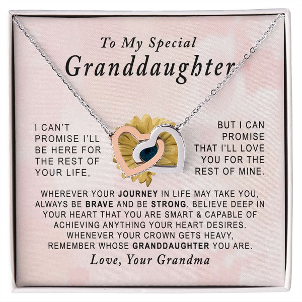 To My Special Granddaughter Interlocking Hearts Necklace Gift From Grandma