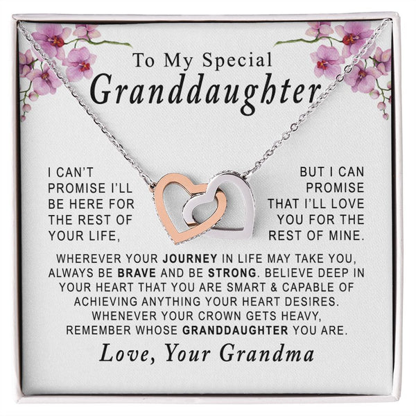 To My Special Granddaughter Interlocking Hearts Necklace Gift From Grandma