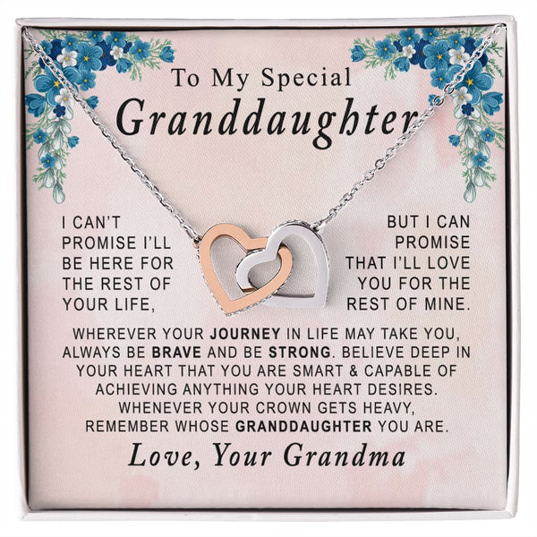 To My Special Granddaughter Interlocking Hearts Necklace Gift From Grandma
