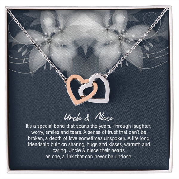 Uncle & Niece  It's A Special Bond Interlocking Hearts Necklace Gift
