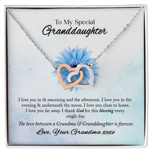 To My Special Granddaughter Interlocking Hearts Necklace Gift From Grandma