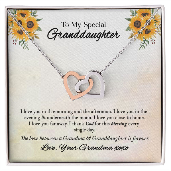 To My Special Granddaughter Interlocking Hearts Necklace Gift From Grandma