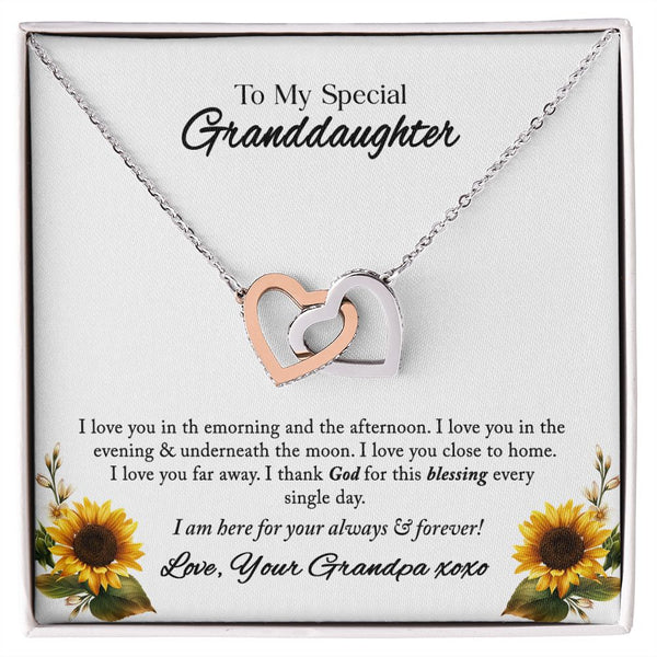 To My Special Granddaughter Interlocking Hearts Necklace Gift From Grandpa