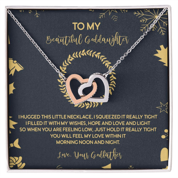 To My Beautiful Goddaughter Christmas Interlocking Hearts Necklace Gift From Godfather