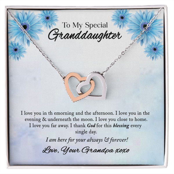 To My Special Granddaughter Interlocking Hearts Necklace Gift From Grandpa