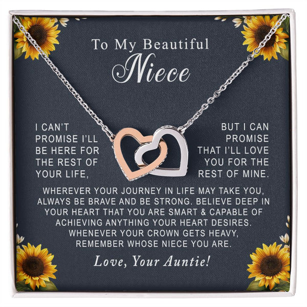 To My Beautiful Niece Sunflowers Interlocking Hearts Necklace Gift From Aunt
