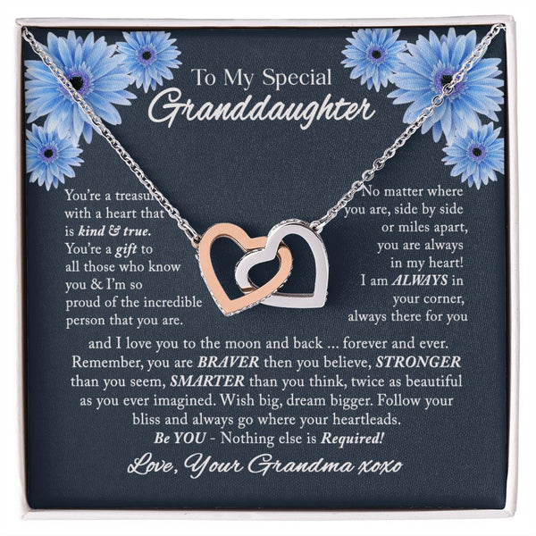 To My Special Granddaughter Interlocking Hearts Necklace Gift From Grandma