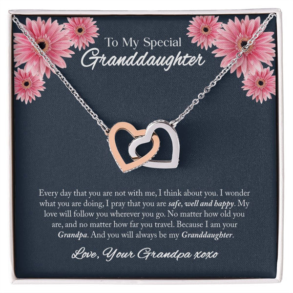 To My Granddaughter Interlocking Hearts Necklace Gift From Grandpa