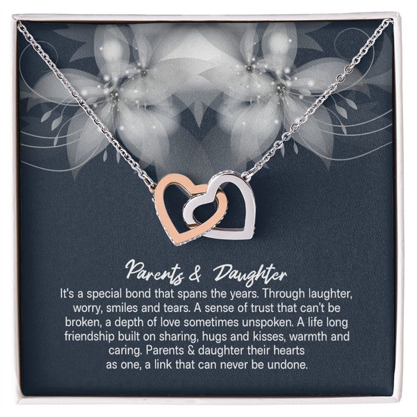 Parents & Daughter It's A Special Bond Interlocking Hearts Necklace Gift