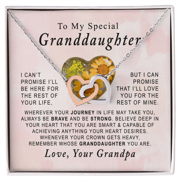 To My Special Granddaughter Interlocking Hearts Necklace Gift From Grandpa