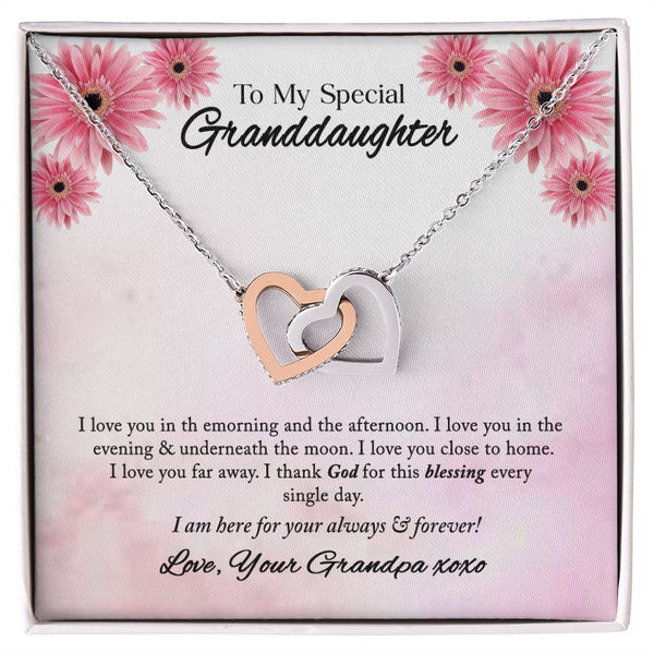 To My Special Granddaughter Interlocking Hearts Necklace Gift From Grandpa