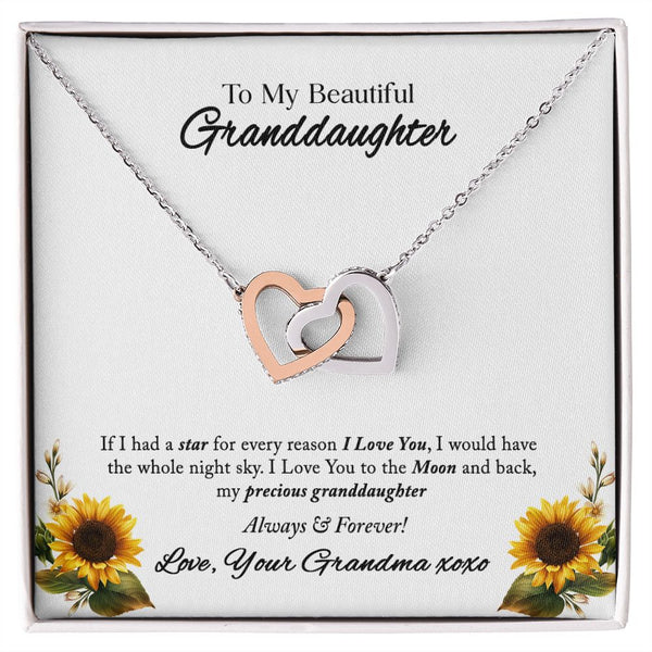 To My Beautiful Granddaughter Interlocking Hearts Necklace Gift From Grandma