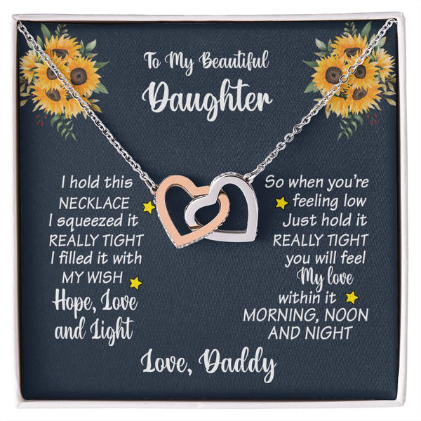 To My Beautiful Daughter Interlocking Hearts Necklace Gift From Daddy