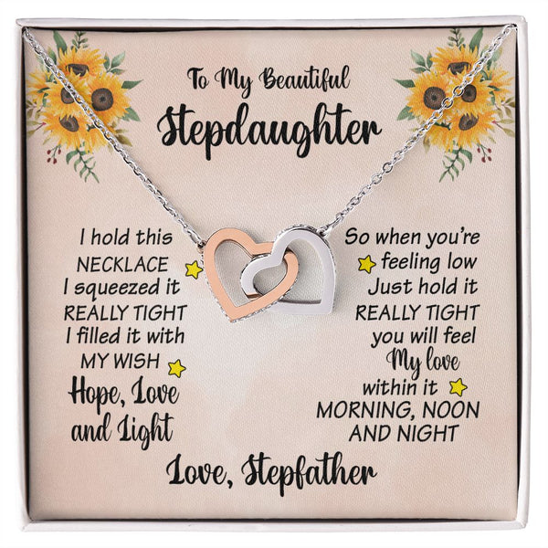 To My Beautiful Stepdaughter Interlocking Hearts Necklace Gift From Stepfather