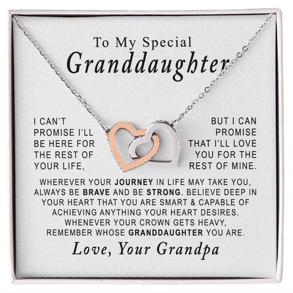 To My Special Granddaughter Interlocking Hearts Necklace Gift From Grandpa