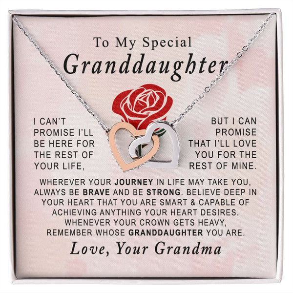 To My Special Granddaughter Interlocking Hearts Necklace Gift From Grandma