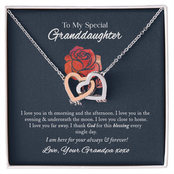 To My Special Granddaughter Interlocking Hearts Necklace Gift From Grandpa